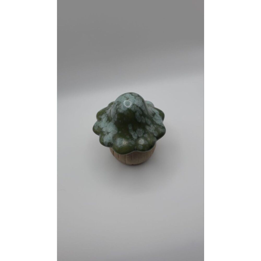 Green Ceramic Mushroom Trinket Box Lid Cottagecore Woodland Decor